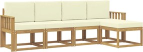 vidaXL Σειρά Καναπέ Εξωτερικού με μαξιλάρι 5 pcs Λευκό και Κρεμ