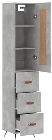 vidaXL Ντουλάπι Γκρι Σκυροδέματος 34,5x34x180 εκ. Επεξεργασμένο Ξύλο