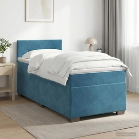 vidaXL Κρεβάτι box spring με στρώμα Σκούρο Μπλε 80 x 200 cm Βελούδο