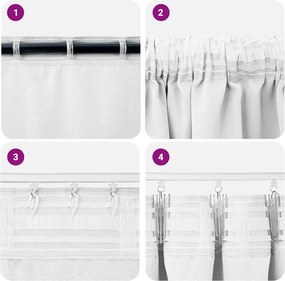 vidaXL Κουρτίνες Μαύρης Ύφανσης με Δαχτυλίδια 2 pcs Καθαρό Λευκό