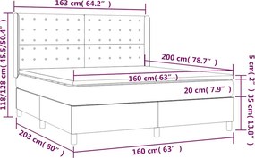 vidaXL Κρεβάτι Boxspring με Στρώμα Μαύρο 160x200 εκ. Υφασμάτινο