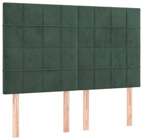 vidaXL Κρεβάτι Boxspring με Στρώμα &amp; LED Σκ. Πράσινο 140x200εκ Βελούδο