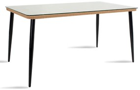 Τραπέζι Naoki pakoworld μέταλλο μαύρο-pe φυσικό-γυαλί 160x90x78εκ