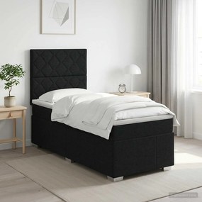 vidaXL Κρεβάτι box spring με στρώμα Μαύρο 90 x 190 cm Ύφασμα