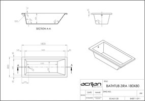 Acrilan Zira 180x80 - Ευθύγραμμη Ακρυλική Μπανιέρα - Maxxcoat, Velour Grey