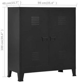 vidaXL Αρχειοθήκη Βιομηχανικού Στιλ Μαύρη 90 x 40 x 100 εκ. Ατσάλινη