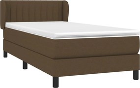 vidaXL Κρεβάτι Boxspring με Στρώμα Σκούρο Καφέ 100x200 εκ. Υφασμάτινο