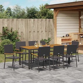 vidaXL ΣΕΤ ΤΡΑΠΕΖΑΡΙΑΣ ΚΗΠΟΥ 9 pcs Μαύρο, Καφέ 190 x 90 x 75 cm