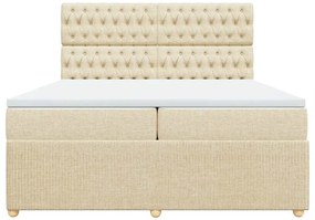 vidaXL Κρεβάτι Boxspring με Στρώμα Κρεμ 200x200 εκ. Υφασμάτινο