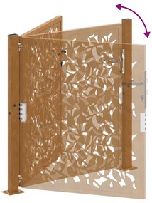 Πύλη κήπου 105x105 cm από χάλυβα με φύλλα καιρικές συνθήκες - Καφέ