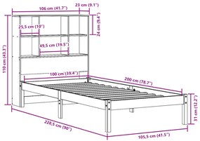 ΚΡΕΒΑΤΙ ΒΙΒΛΙΟΘΗΚΗ ΧΩΡΙΣ ΣΤΡΩΜΑ 100X200 ΕΚ ΜΑΣΙΦ ΞΥΛΟ ΠΕΥΚΟΥ 3321603