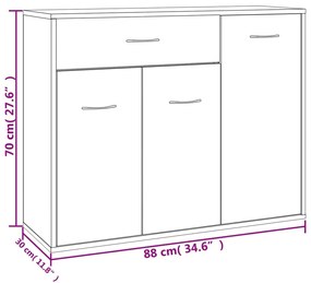 Μπουφές Sonoma Δρυς 88 x 30 x 70 εκ. από Επεξεργασμένο Ξύλο - Καφέ