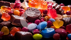 Σετ των 2 Intra Συλλεκτικό Ξύλινο Παζλ Plywood 4mm - Πολύχρωμη ποικιλία από καραμέλες και σοκολάτες Σε Ξύλινο Κουτί - Διαστάσεις: 10x10 cm – 25 κομμάτια