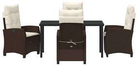 vidaXL Σέτ φαγητού για κήπο με μαξιλάρι 5 pcs Καφέ συνθετικό ρατάν