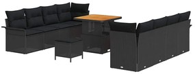 vidaXL Σετ Καναπέ Κήπου με μαξιλάρι 11 pcs Μαύρο 80 x 80 x 71 cm