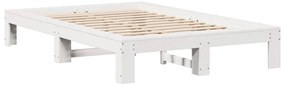 vidaXL Σκελετός Κρεβ. Χωρίς Στρώμα Λευκό 135x190 εκ Μασίφ Πεύκο