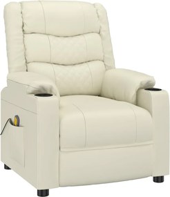 vidaXL Πολυθρόνα Μασάζ Κρεμ από Συνθετικό Δέρμα