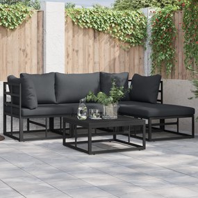 vidaXL Σετ Καναπέ Κήπου 4 pcs Μαύρο 213 x 141.5 x 71 εκ Αλουμίνιο