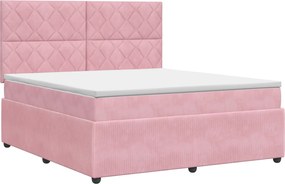 vidaXL Κρεβάτι box spring με στρώμα Ροζ 160 x 200 cm Βελούδο