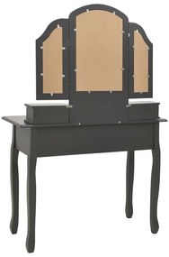 vidaXL Μπουντουάρ με Σκαμπό Γκρι 100 x 40 x 146 εκ. Ξύλο Παυλώνιας