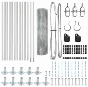 vidaXL Στύλος Περιφράξεων Ασημί 25 x 0,5 μ (12 x 12 mm πλέγμα) Ατσάλι