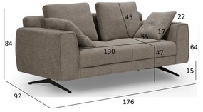 Detroit 2-Seater Sofa Brown