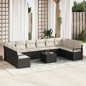 vidaXL Σετ Καναπέ Κήπου 11 pcs Καφέ, Κρέμα Πολυ rattan, βαμμένο ατσάλι
