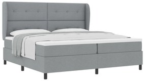 vidaXL Κρεβάτι Box Spring με Στρώμα - Ανοιχτό Γκρι, 200x200 εκ., Υλικό Ύφασμα
