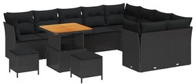 vidaXL Σετ Καναπέ Κήπου με μαξιλάρι 12 pcs Μαύρο 80 x 80 x 71 cm