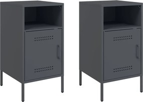 vidaXL Κομοδίνα 2 τεμ. Ανθρακί 36x39x68 εκ. από Χάλυβα