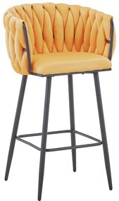 Σκαμπό μπαρ Vivian pakoworld κίτρινο βελούδο-πόδι μαύρο μέταλλο 57x50x100εκ