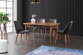 Τραπέζι Επεκτεινόμενο Καρυδιά / Ανθρακί MIRA 130x80x75