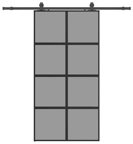 Σετ συρόμενης πόρτας με υλικό μαύρο 102,5x205 cm - Μαύρο