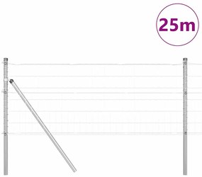vidaXL Φράχτης με Στήλες. Ασημί 0.6 x 25 μ Ατσάλι