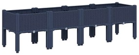 vidaXL Ζαρντινιέρα Κήπου με Πόδια Μπλε Γκρι 160x40x42 εκ. Πολυπροπυλένιο