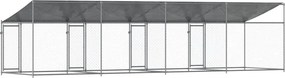 vidaXL Κλουβί Σκύλου με Οροφή και Πόρτες Γκρι 8x2x2 μ. Γαλβ. Χάλυβας