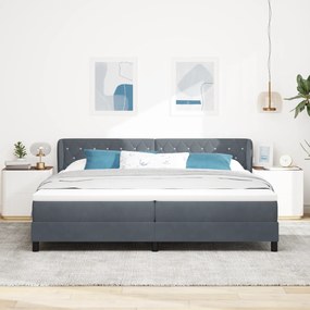 vidaXL Κρεβάτι Box Spring με Στρώμα Σκούρο Γκρι 200x200 cm Βελούδο