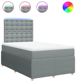 vidaXL Κρεβάτι Boxspring με Στρώμα Ανοιχτό Γκρι 120x190 εκ. Υφασμάτινο