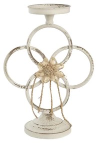 Κηροπήγιο DKD Home Decor 24 x 13 x 34 cm Μέταλλο Λευκό