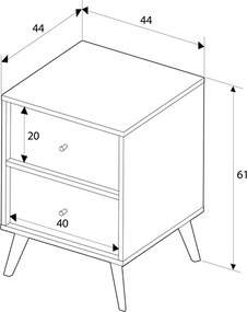 Κομοδίνο Terra Megapap χρώμα florida oak 44x44x61εκ.