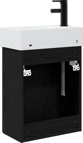 vidaXL Μονάδα μπάνιου με βρύση Μαύρη Δρυς 45,5 x 22,5 x 84 εκ