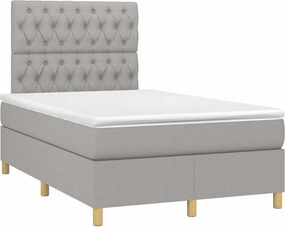 vidaXL Κρεβάτι Boxspring με Στρώμα &amp; LED Αν.Γκρι 120x190εκ. Υφασμάτινο