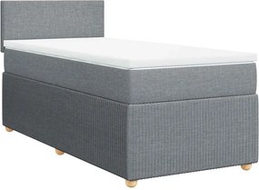 vidaXL Κρεβάτι Boxspring με Στρώμα Ανοιχτό Γκρι 90x190 εκ. Υφασμάτινο