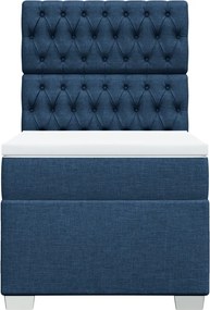 vidaXL Κρεβάτι Boxspring με Στρώμα Μπλε 80x200 εκ. Υφασμάτινο