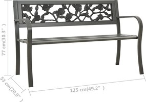 vidaXL Παγκάκι Κήπου Γκρι 125 εκ. Ατσάλινο