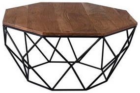 Τραπεζάκι Σαλονιού Glen ΕΑ7081 82x82x40cm Black Natural Μέταλλο,Ξύλο