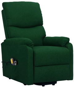 vidaXL Πολυθρόνα Μασάζ Ανάκλιση Σκούρο Πράσινο Υφασμάτινη