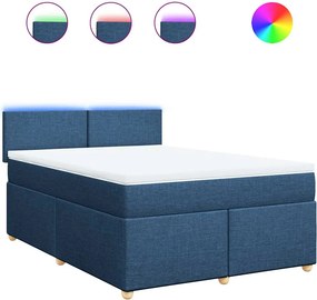 vidaXL Κρεβάτι Boxspring με Στρώμα Μπλε 140x190 εκ. Υφασμάτινο