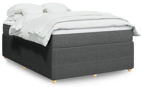 Κρεβάτι Boxspring με Στρώμα Σκούρο Γκρι 140x190 εκ. Υφασμάτινο - Γκρι