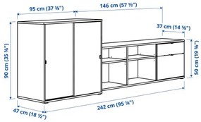 VIHALS συνδυασμός TV/αποθήκευσης, 242x37x90 cm 095.210.72